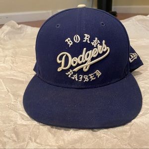 Born X Raised Los Angeles Dodgers Script Fitted Hat Blue